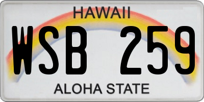 HI license plate WSB259