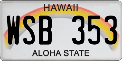 HI license plate WSB353