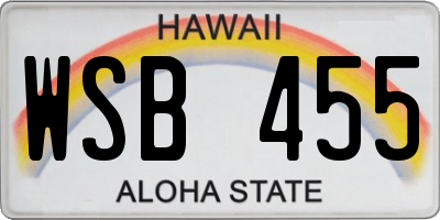 HI license plate WSB455