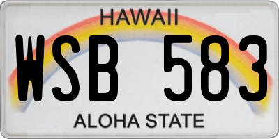 HI license plate WSB583
