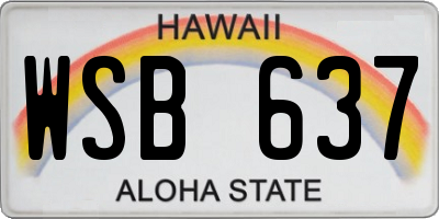 HI license plate WSB637