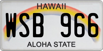 HI license plate WSB966