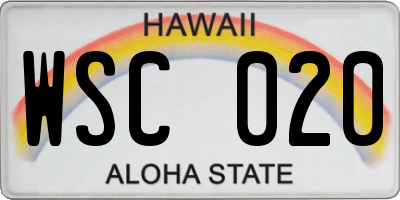 HI license plate WSC020