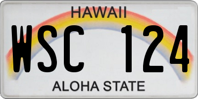 HI license plate WSC124