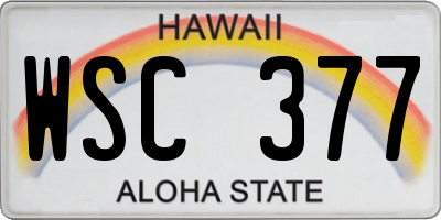 HI license plate WSC377