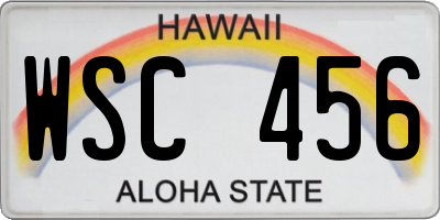 HI license plate WSC456