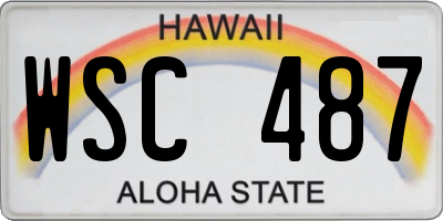 HI license plate WSC487