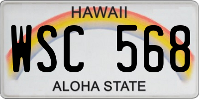 HI license plate WSC568