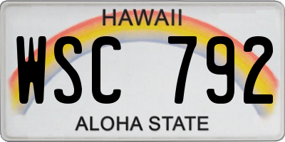 HI license plate WSC792