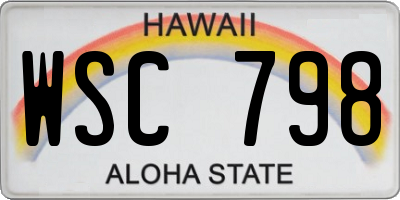 HI license plate WSC798
