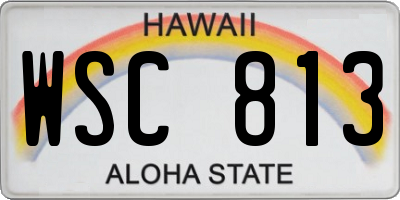 HI license plate WSC813