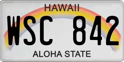 HI license plate WSC842