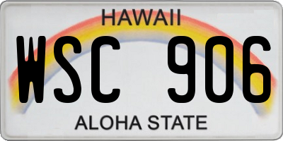 HI license plate WSC906