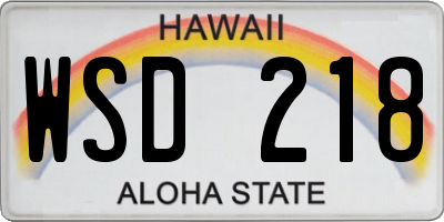 HI license plate WSD218