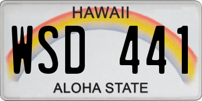 HI license plate WSD441