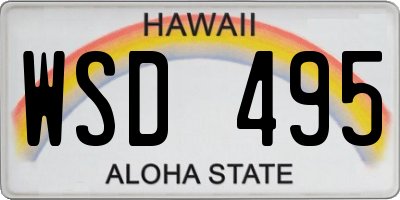 HI license plate WSD495