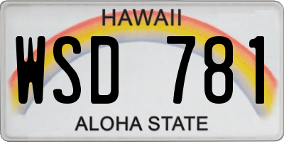 HI license plate WSD781