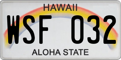 HI license plate WSF032