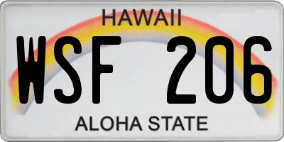 HI license plate WSF206