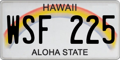 HI license plate WSF225