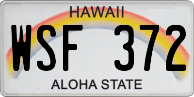 HI license plate WSF372