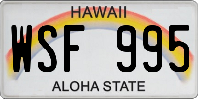 HI license plate WSF995