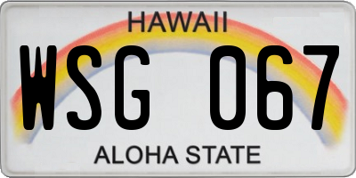 HI license plate WSG067