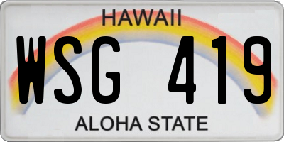 HI license plate WSG419