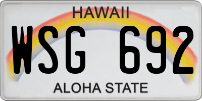 HI license plate WSG692