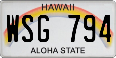 HI license plate WSG794