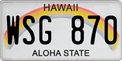 HI license plate WSG870