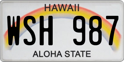 HI license plate WSH987