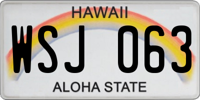 HI license plate WSJ063
