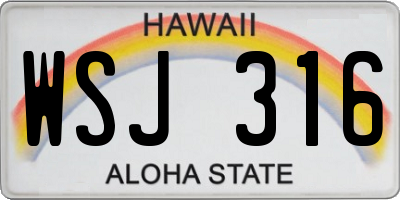 HI license plate WSJ316