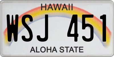 HI license plate WSJ451