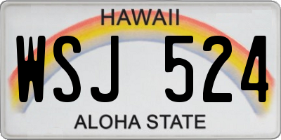 HI license plate WSJ524