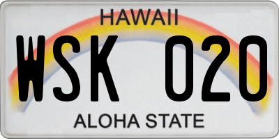 HI license plate WSK020