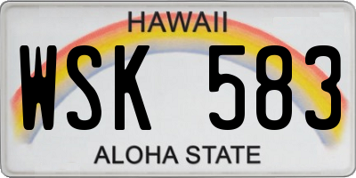 HI license plate WSK583