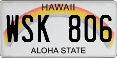 HI license plate WSK806