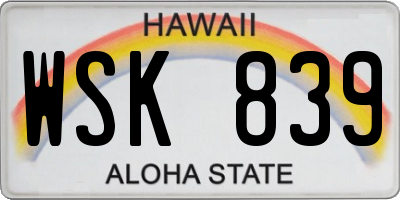 HI license plate WSK839