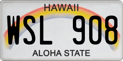 HI license plate WSL908