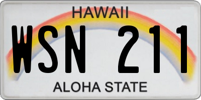 HI license plate WSN211