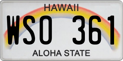 HI license plate WSO361
