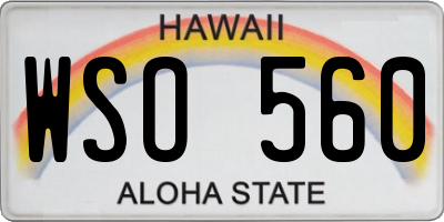 HI license plate WSO560