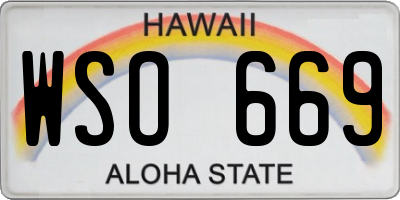 HI license plate WSO669