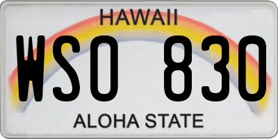 HI license plate WSO830