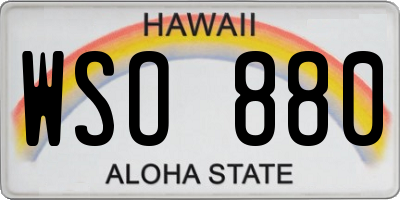 HI license plate WSO880
