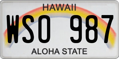 HI license plate WSO987