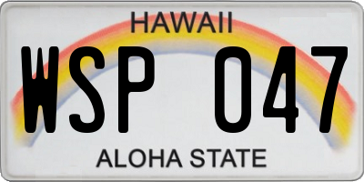 HI license plate WSP047