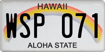 HI license plate WSP071